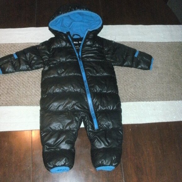 Michael Kors Puffer Bunting Snowsuit Hooded Black & Blue Baby Size 0-6M